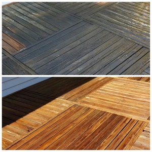 Wood surface before & after cleaned