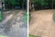 Driveway before and after powerwashing Powerwashed Driveway