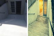 Pressure washed stairwell before and after Pressure Washed Concrete