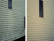Before and After Vinyl siding before and after powerwashing