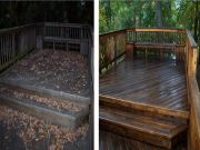 Sun Deck Before and After Pressure washed deck