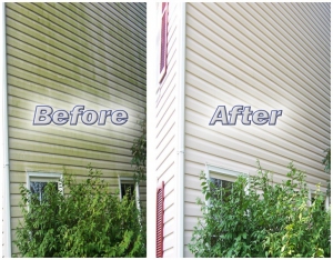 Home Siding Pressure Washed-before and after powerwashing